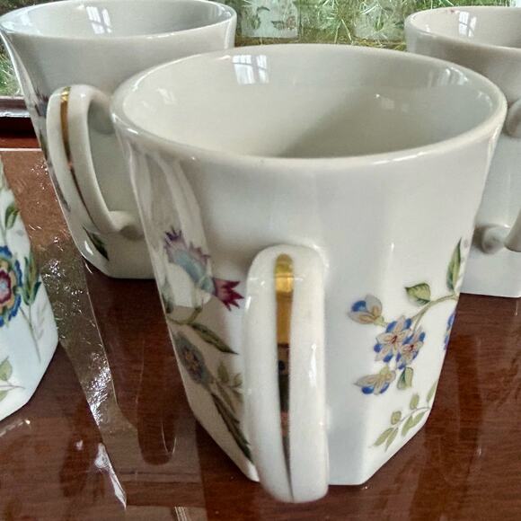Vintage Sadek Floral Octagon Shape Buckingham Mugs set of 4, Made in Japan - Picture 3 of 11